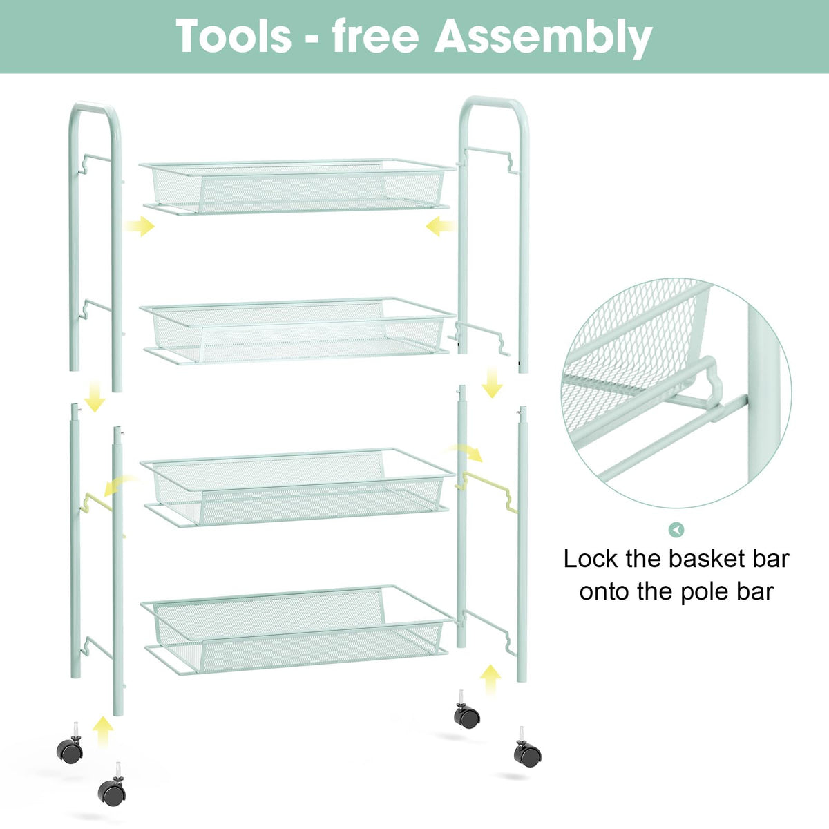 TOOLF breathable mesh basket prevents snagging and drains easily.