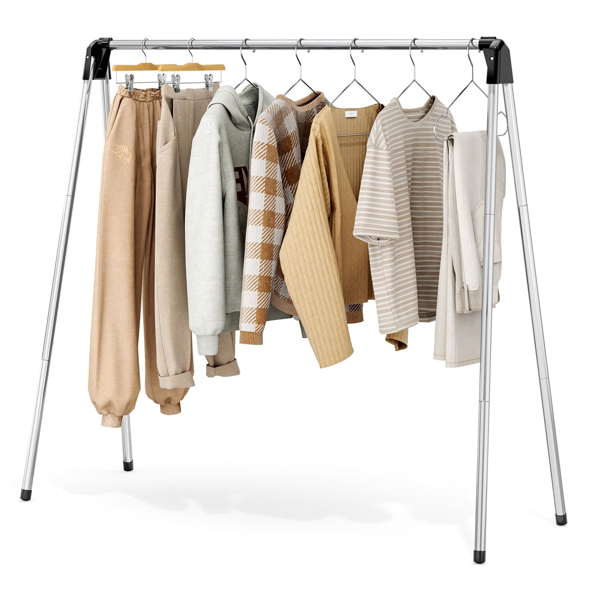 TOOLF clothes drying rack foldable design for space-saving indoor use and outdoor drying.