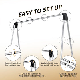 TOOLF clothes drying rack indoor-outdoor use supports versatile drying at home or on the road.