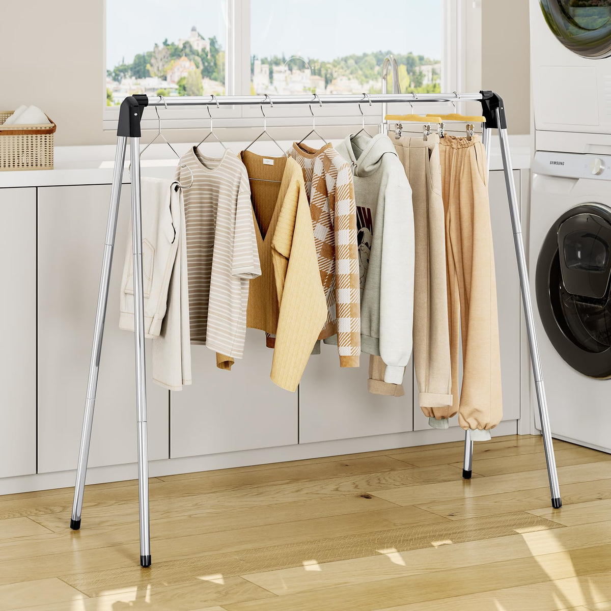TOOLF clothes drying rack quick assembly highlights fast setup for busy days.
