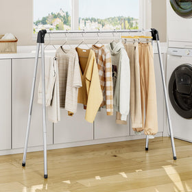 TOOLF clothes drying rack quick assembly highlights fast setup for busy days.