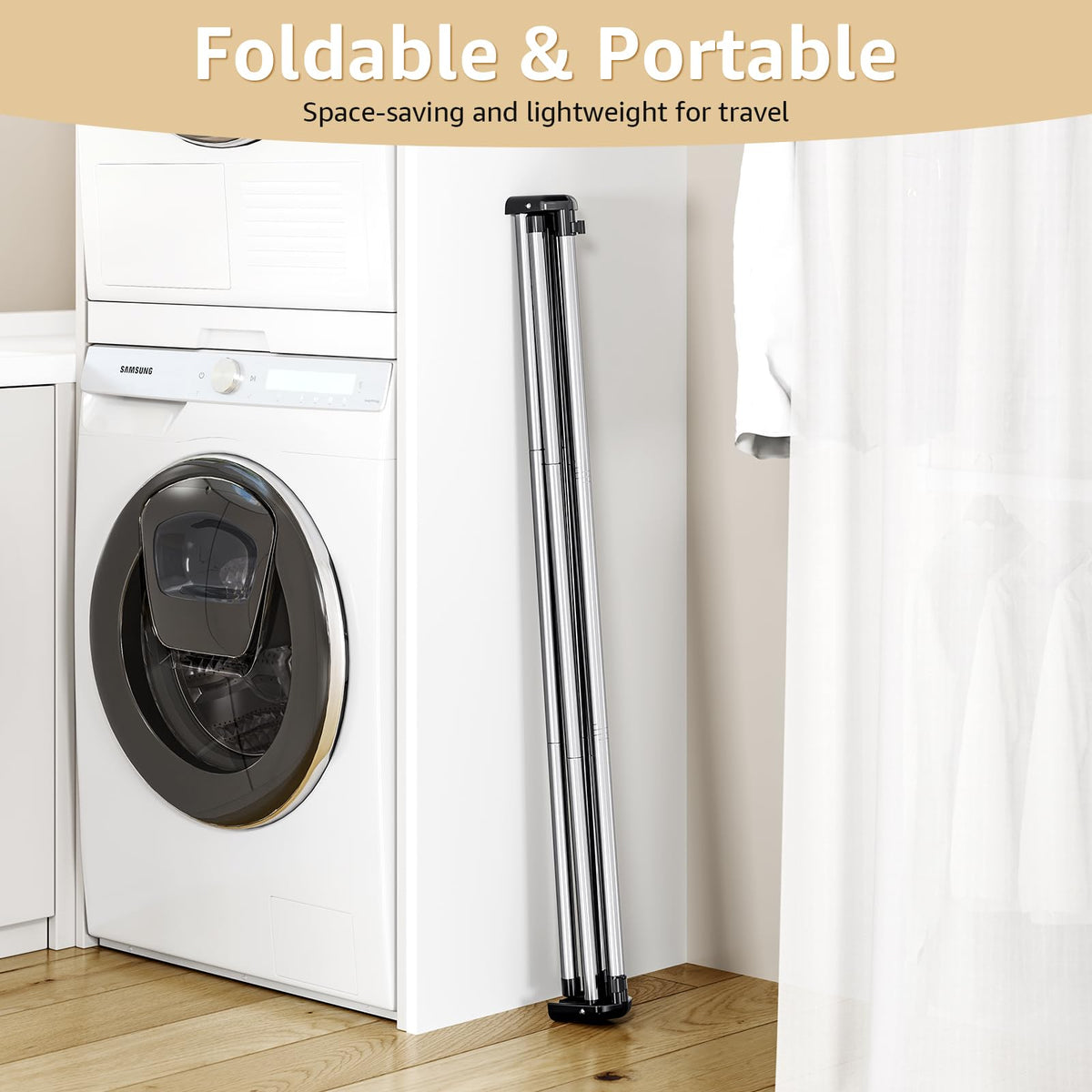 TOOLF clothes drying rack travel-friendly size suits camping or theater equipment.