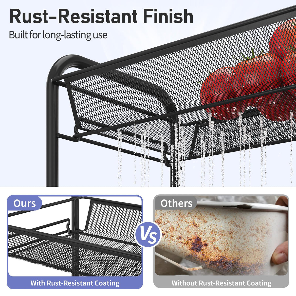 TOOLF mesh basket with drainage for airy organization.