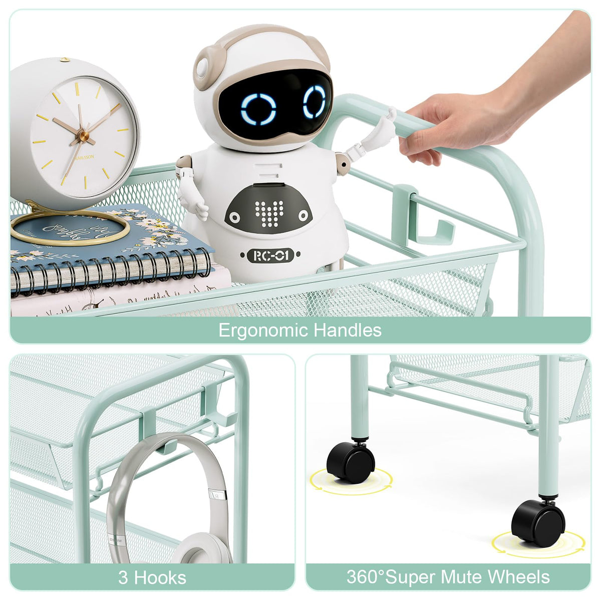 TOOLF metal shelving unit suitable for kitchen, bathroom, or laundry.