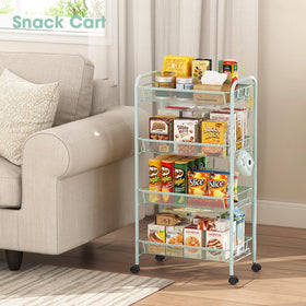 TOOLF rolling cart with 3 hooks adds extra storage on the side.