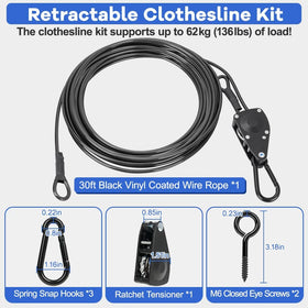 TooTaci 3-16in black vinyl-coated steel cable offers durability and weather resistance