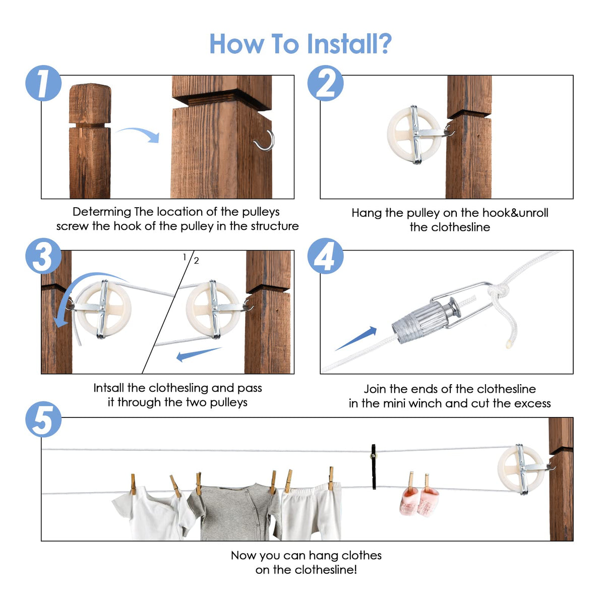 TooTaci galvanized fasteners secure the setup to trees or wood.
