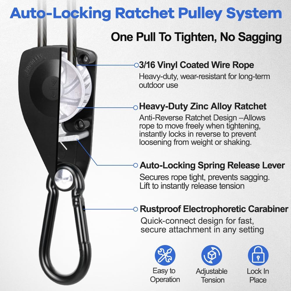 TooTaci M6 screw hook anchors securely into wood or railing