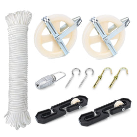 TooTaci outdoor clothesline kit setup with smooth operation for drying.
