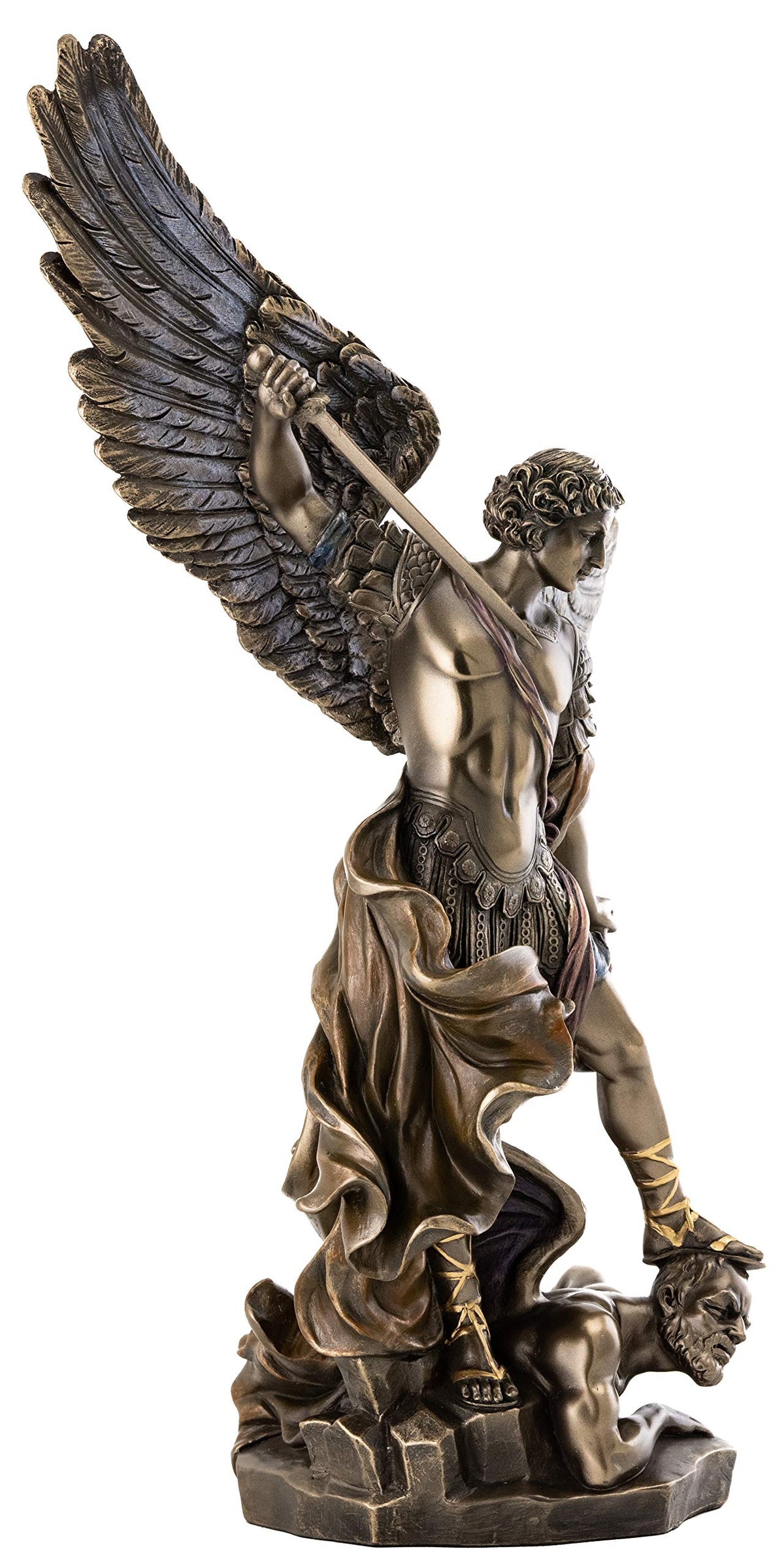 Top Collection Archangel Michael statue depicts epic battle scene against evil
