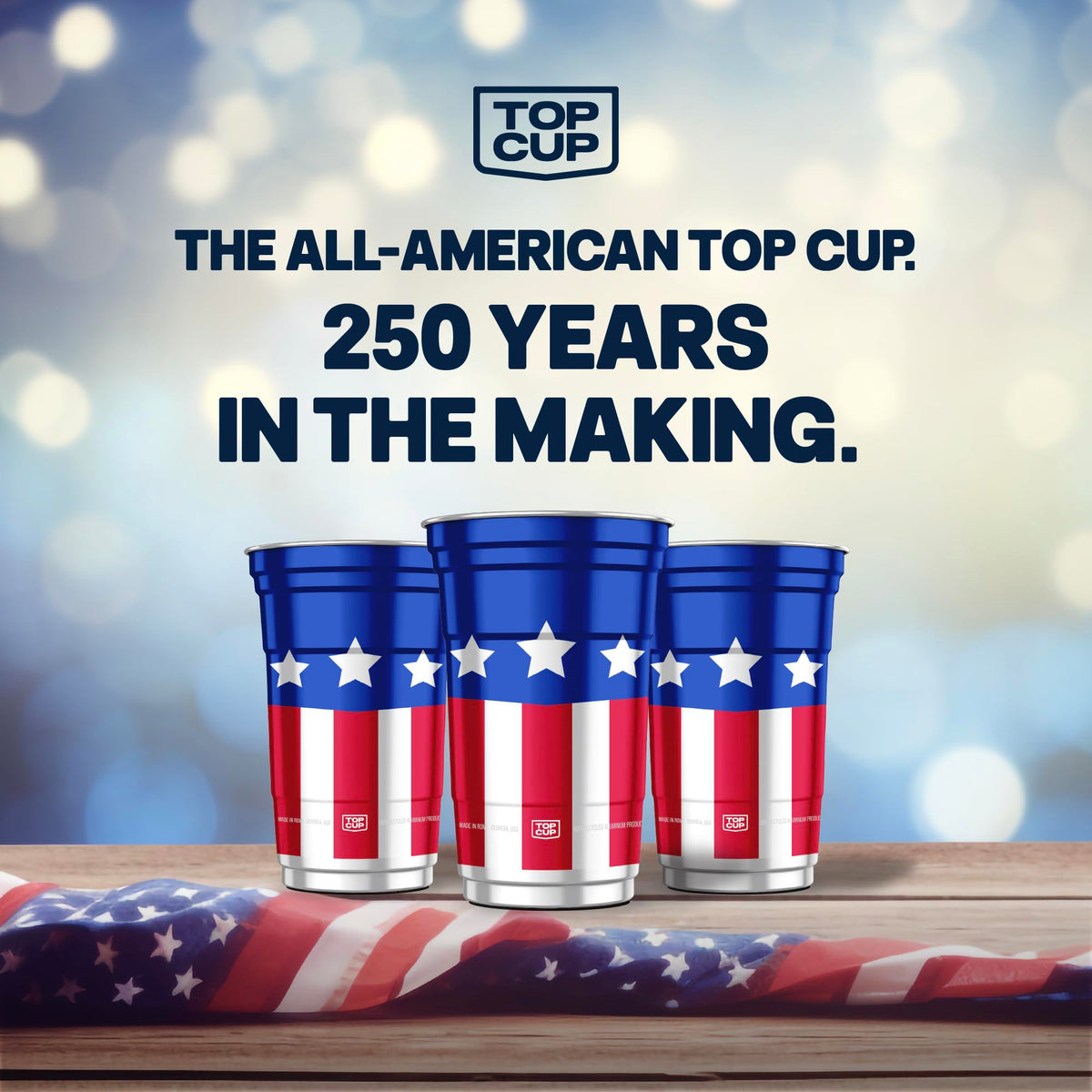 Top Cup made-in-USA from Rome, Georgia, sturdy aluminum for gatherings.