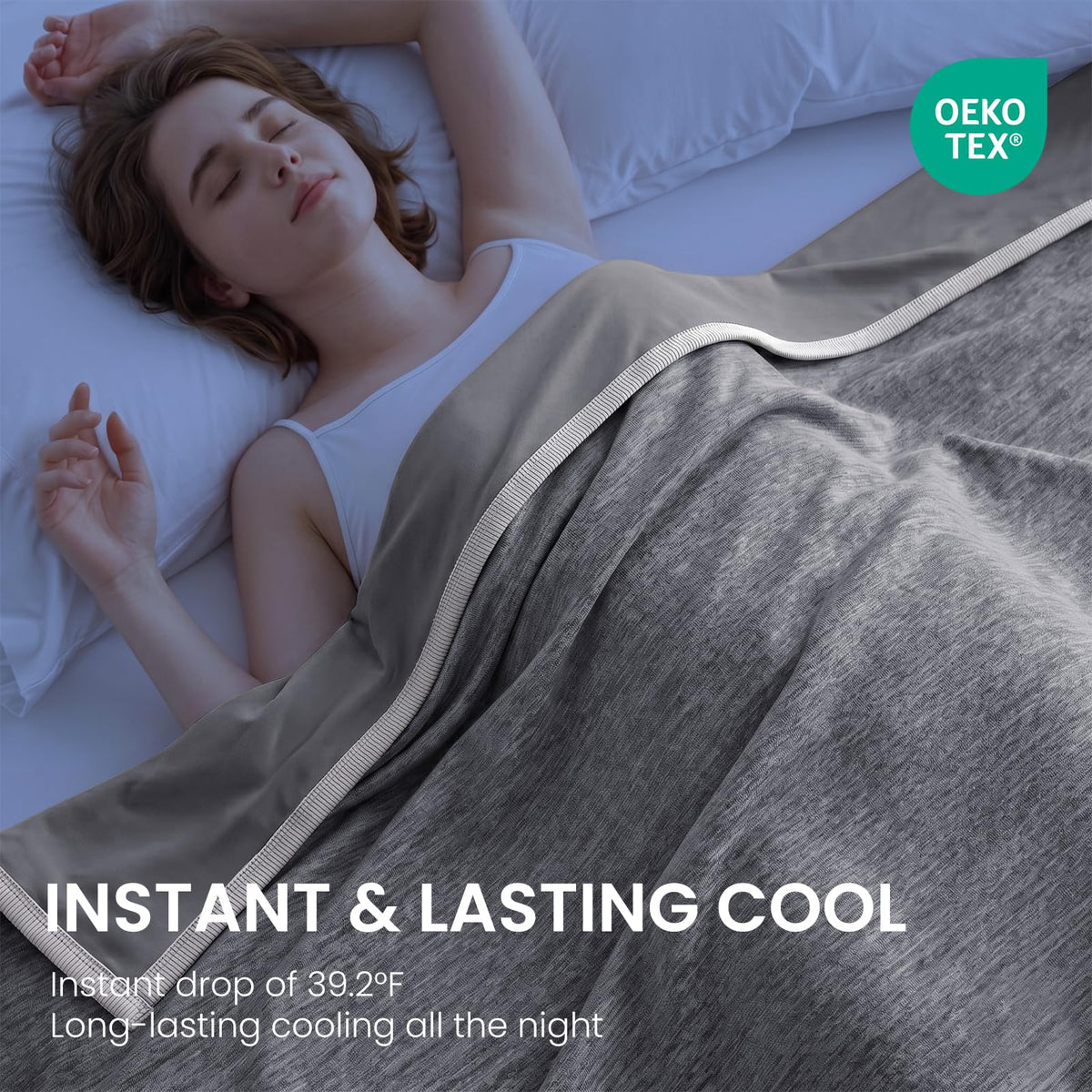 Topcee cooling blanket double-sided design highlighting the top layer for lasting coolness