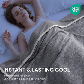 Topcee cooling blanket folded on bed offers temperature regulation