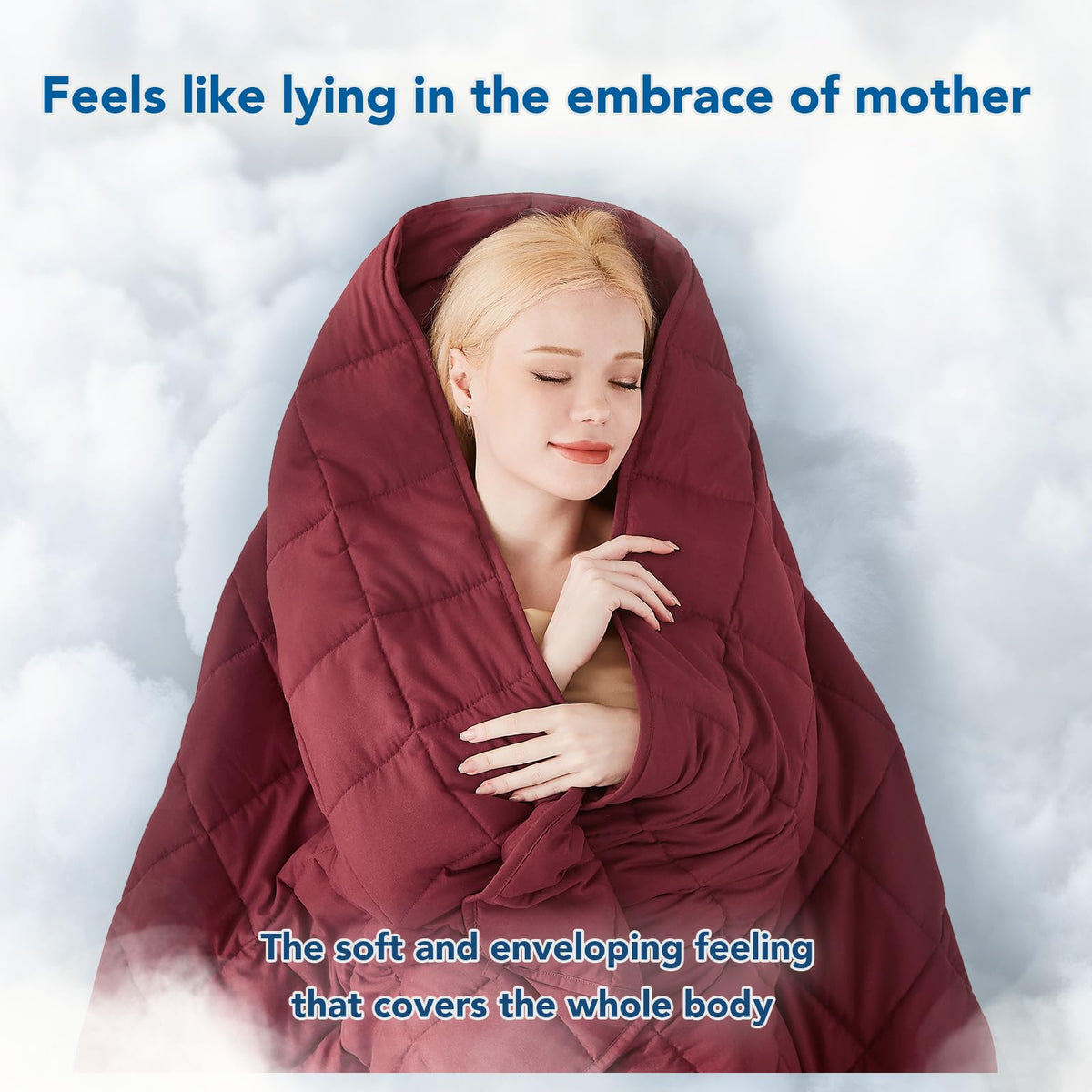 Topcee blanket demonstrating even weight placement for a snug feel