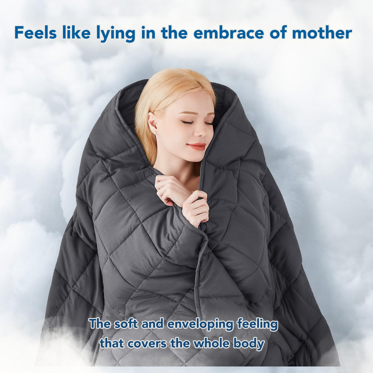 Topcee user relaxing with blanket captures soothing, calming ambiance for reading