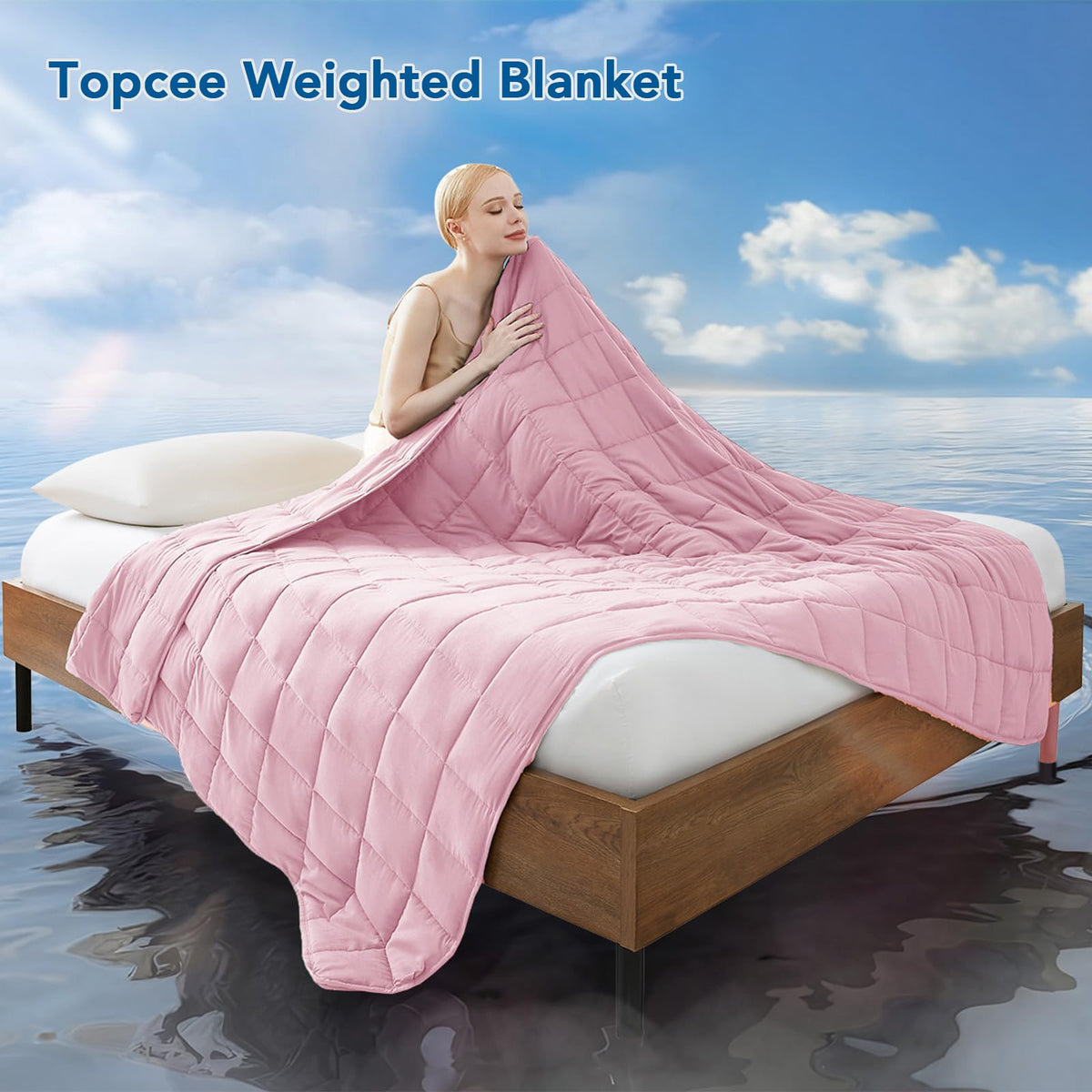 Topcee weighted blanket queen size 60x80 ready for restful sleep