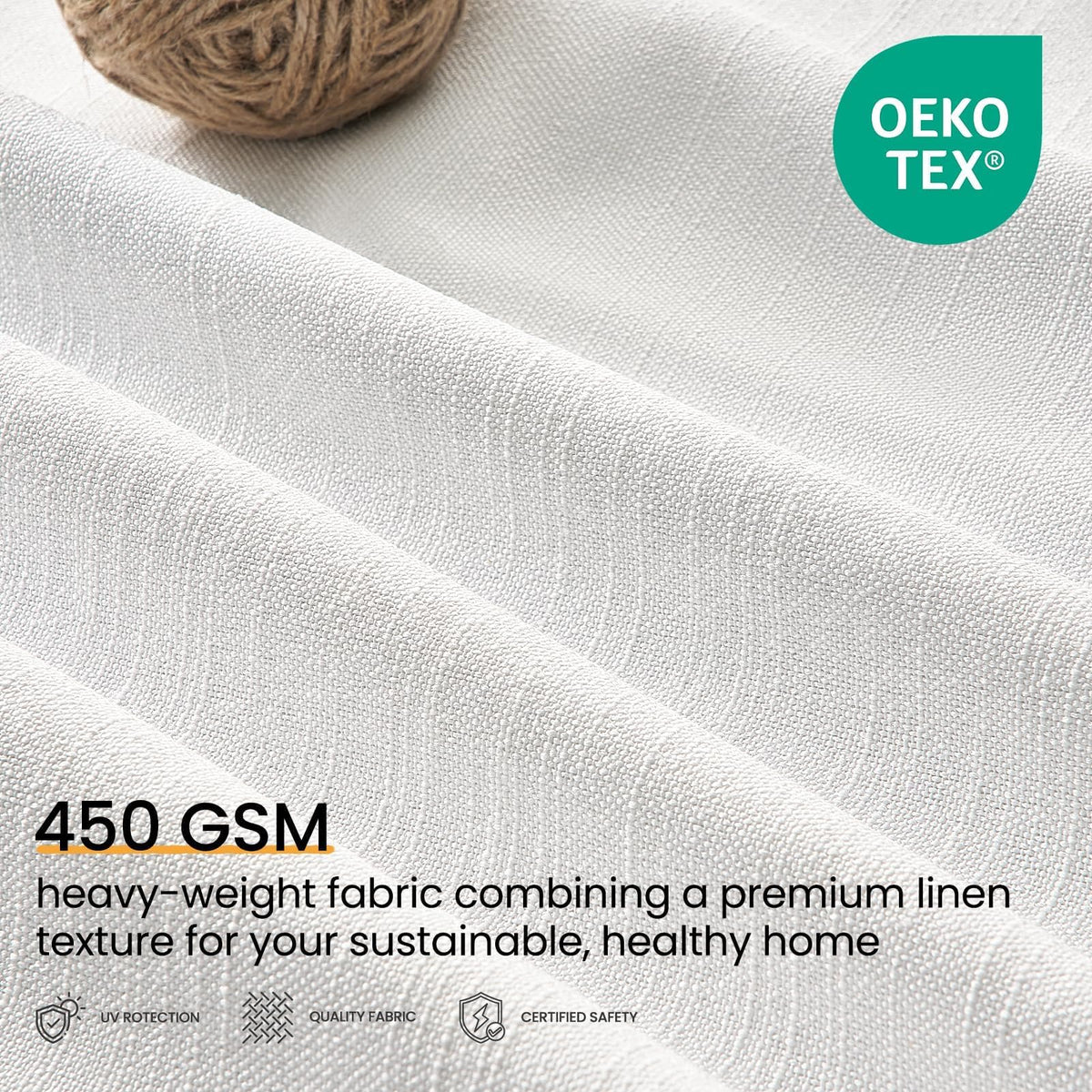 Topfinel 84-inch blackout curtains with linen texture viewed in living room setting