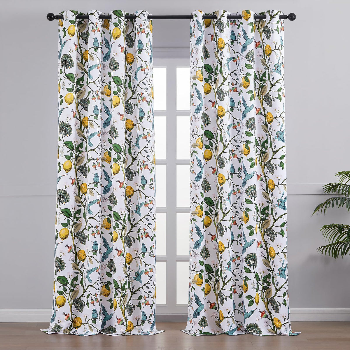 Topfinel blue and white winter pattern drapes adding serene ambiance