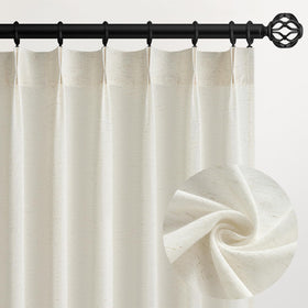 Topfinel cream pinch-pleated linen curtains filter soft light