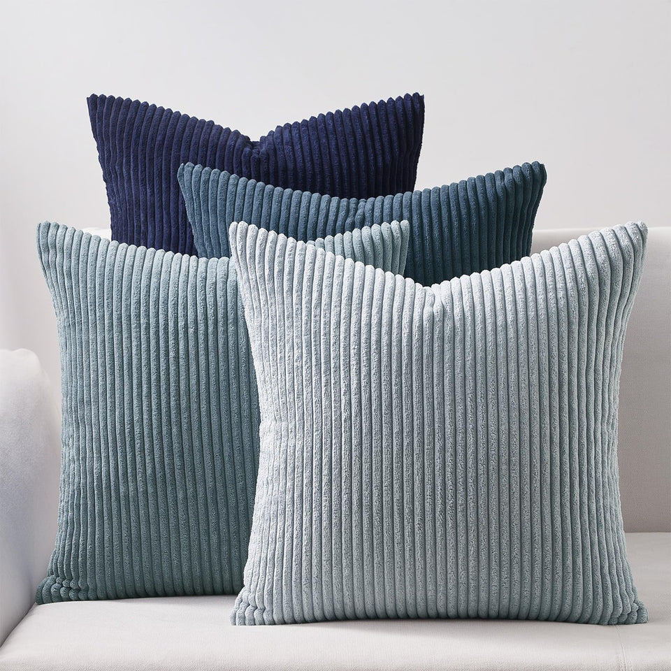Topfinel dusty blue navy pillowcovers set enhances cozy living room décor.