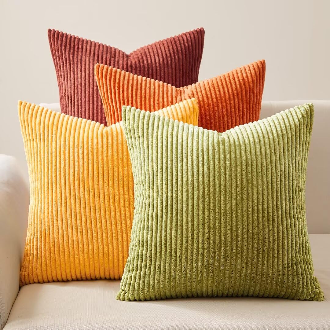Topfinel 20x20 corduroy pillow covers side view with soft texture.