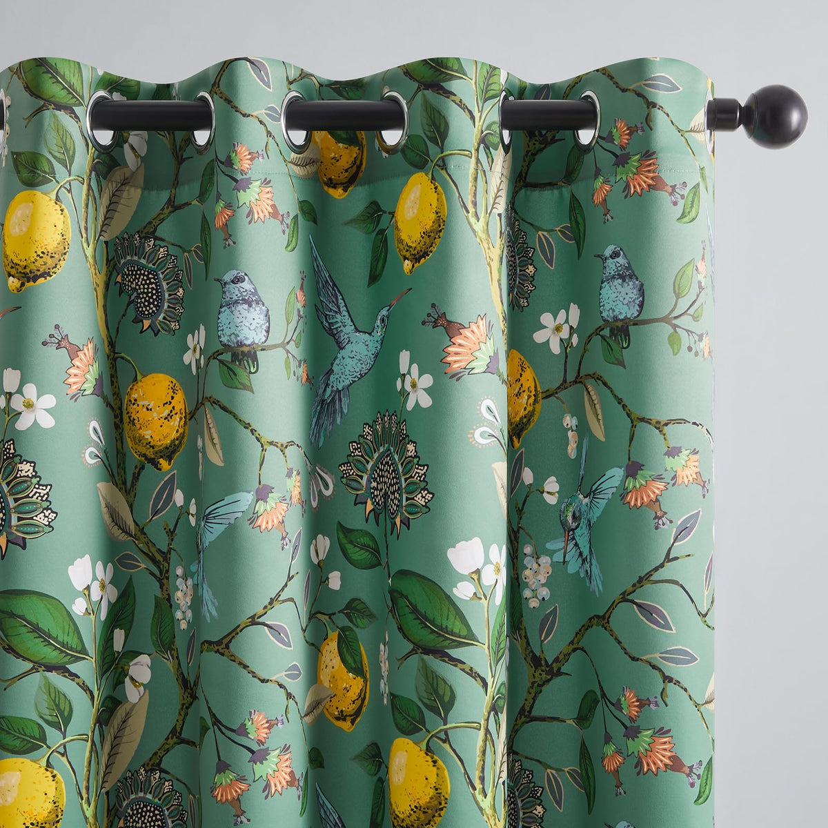 Topfinel Floral Two Pages Curtains with hummingbird design brighten living spaces.
