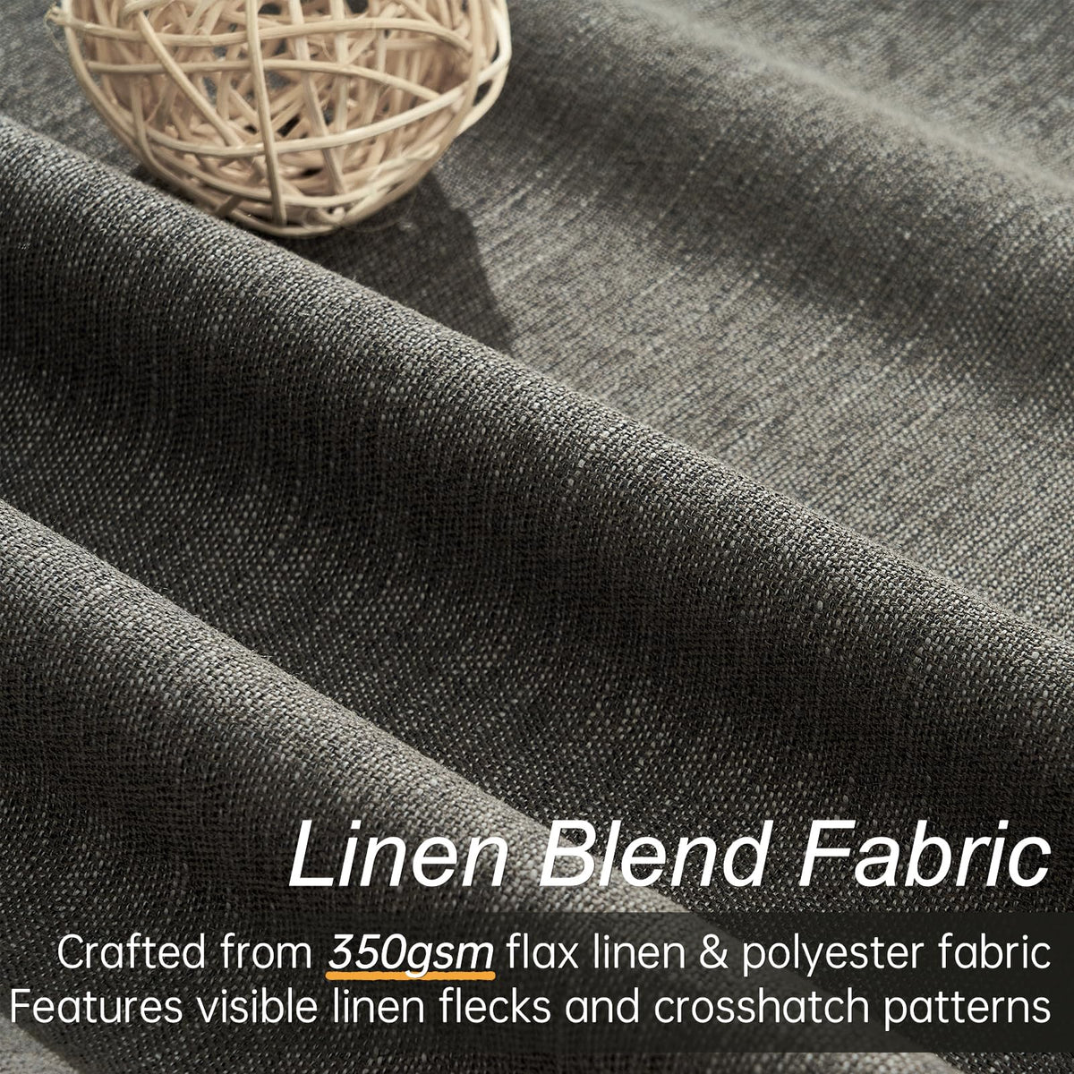 Topfinel grey linen blackout curtains 96-inch panel full-length view
