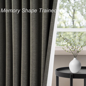 Topfinel grey linen blackout curtains providing privacy in a dark room scene