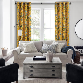 Topfinel lemon hummingbird drapes bring cheerful brightness to kitchens.