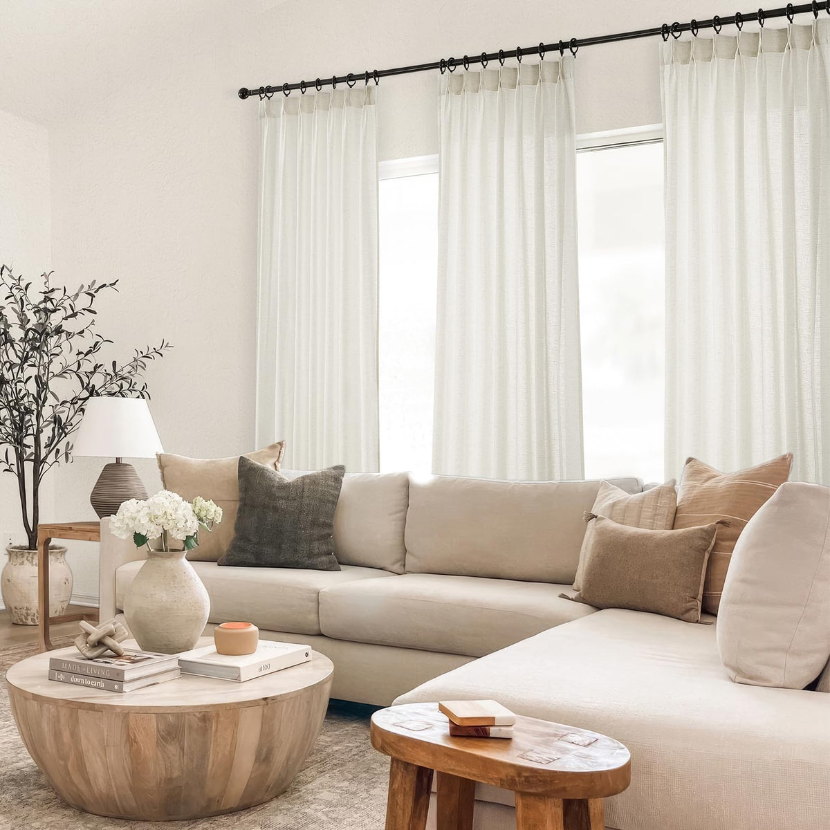 Topfinel cream curtains suit living room settings with elegance