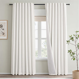 Topfinel natural blackout curtains with white linen panel texture for daylight control