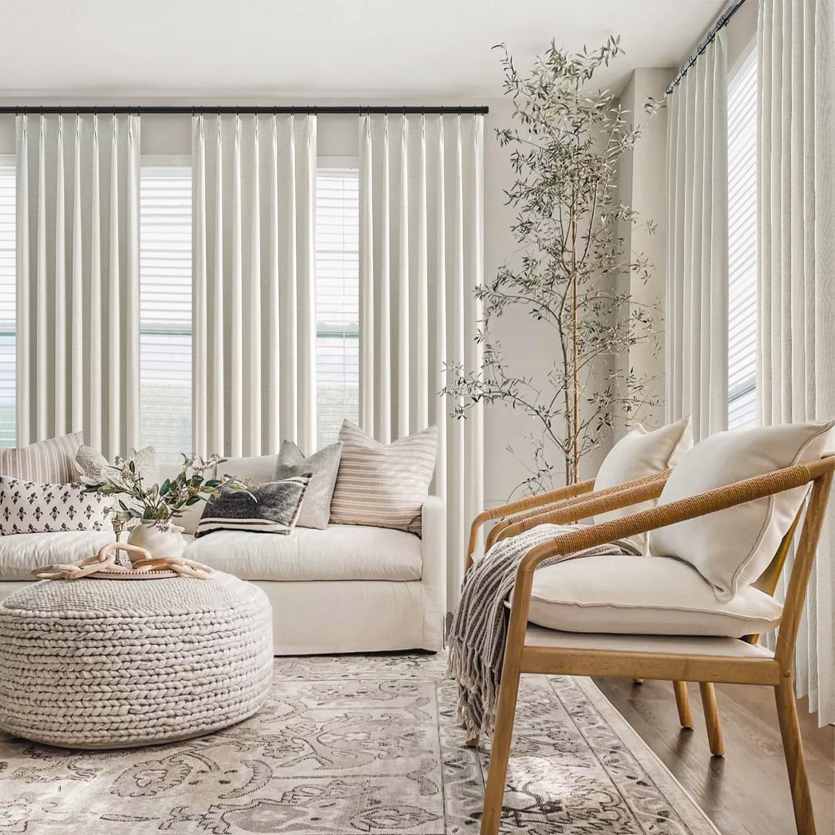 Topfinel neutral beige ivory color curtains complement modern decor and color coordination.
