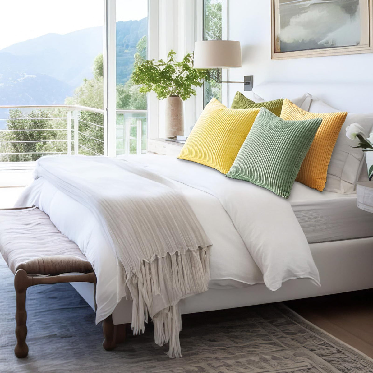 Low maintenance decor accents, machine washable and quick tumble dry.