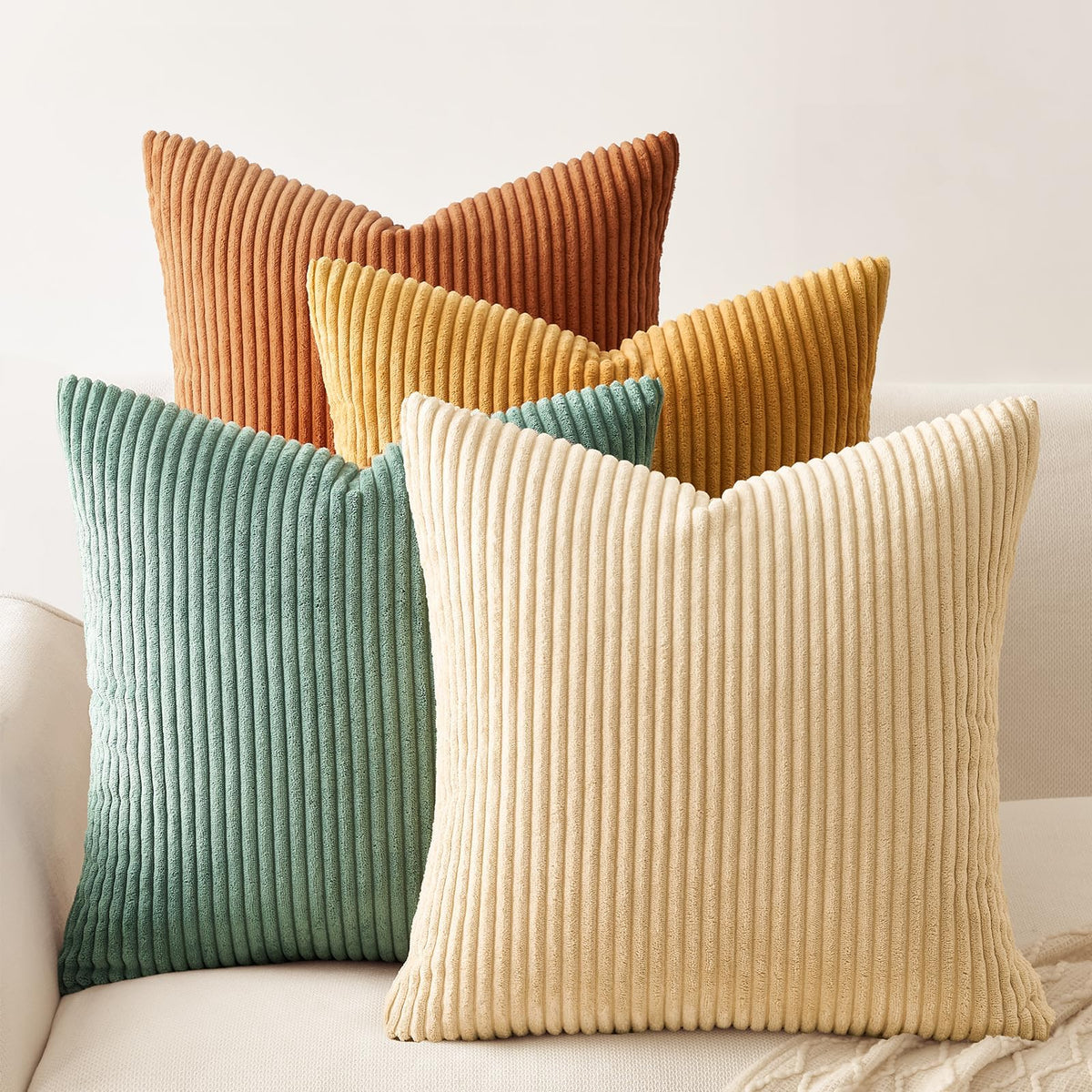 Topfinel gradient orange teal pillow cover front with soft corduroy texture