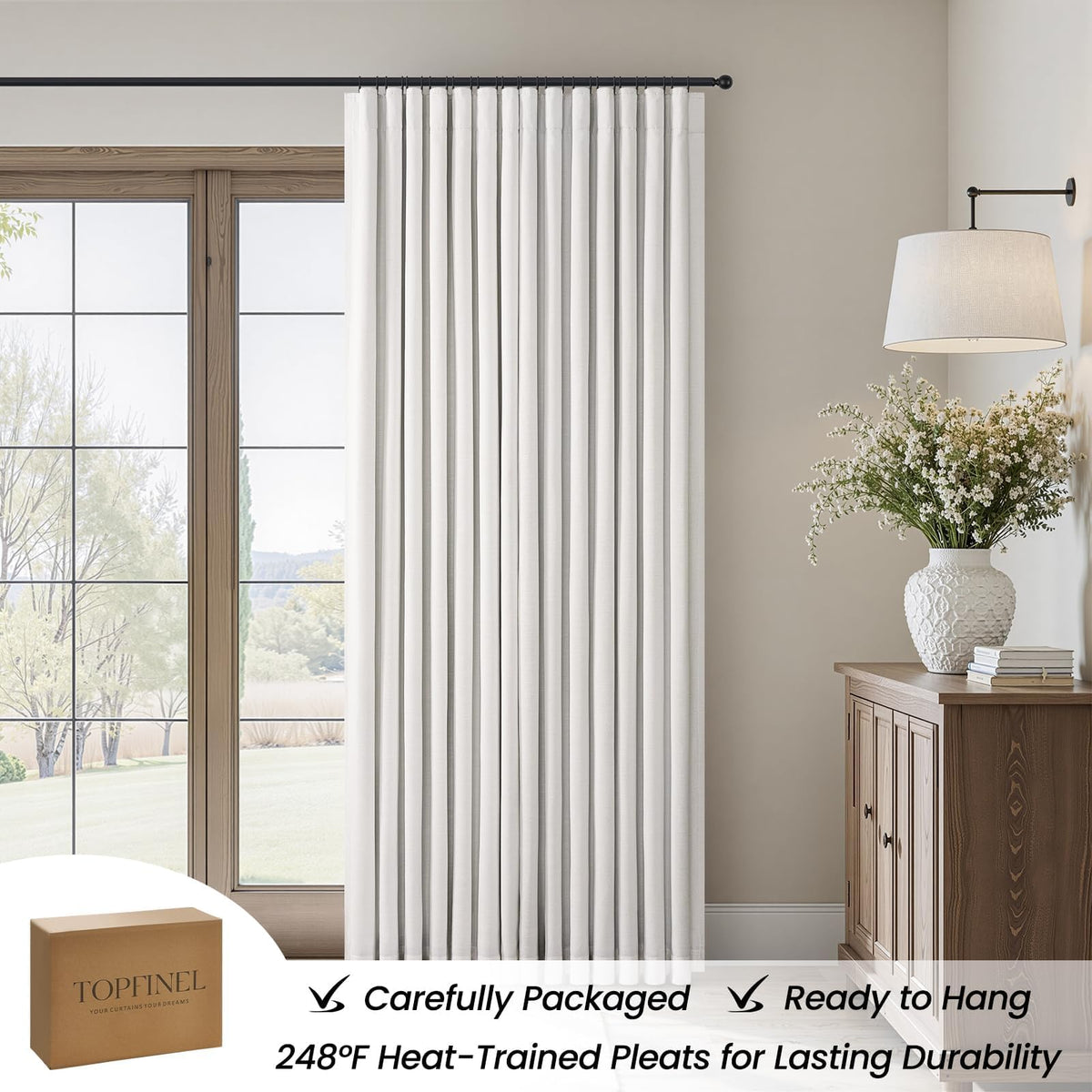 Topfinel pinch-pleat curtains with structured pleats and graceful fall