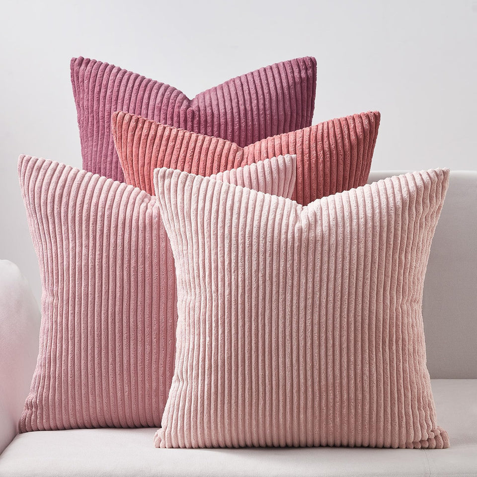Topfinel pink throw pillow cover 18x18 inches, four-piece set for a cozy living room refresh