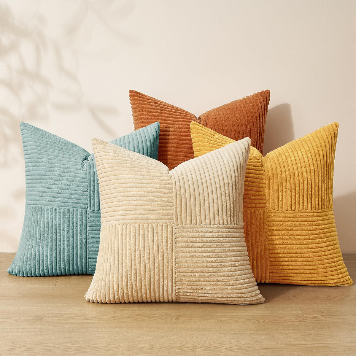 Topfinel teal-orange pillow cover set enhances Boho living room ambiance