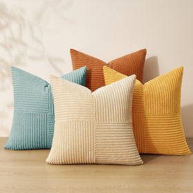 Topfinel teal-orange pillow cover set enhances Boho living room ambiance