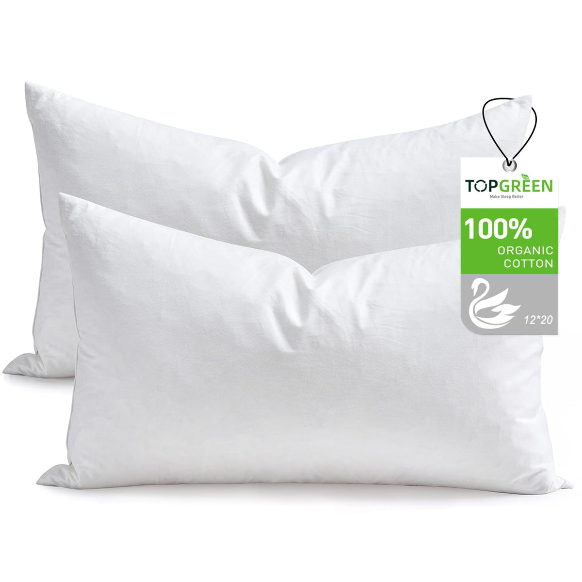 TOPGREEN pillow insert 12x20 pack-2 for plush sofa look