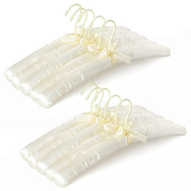 TOPIA HANGER 17-inch padded hanger in ivory satin cover supports shoulders and prevents bumps
