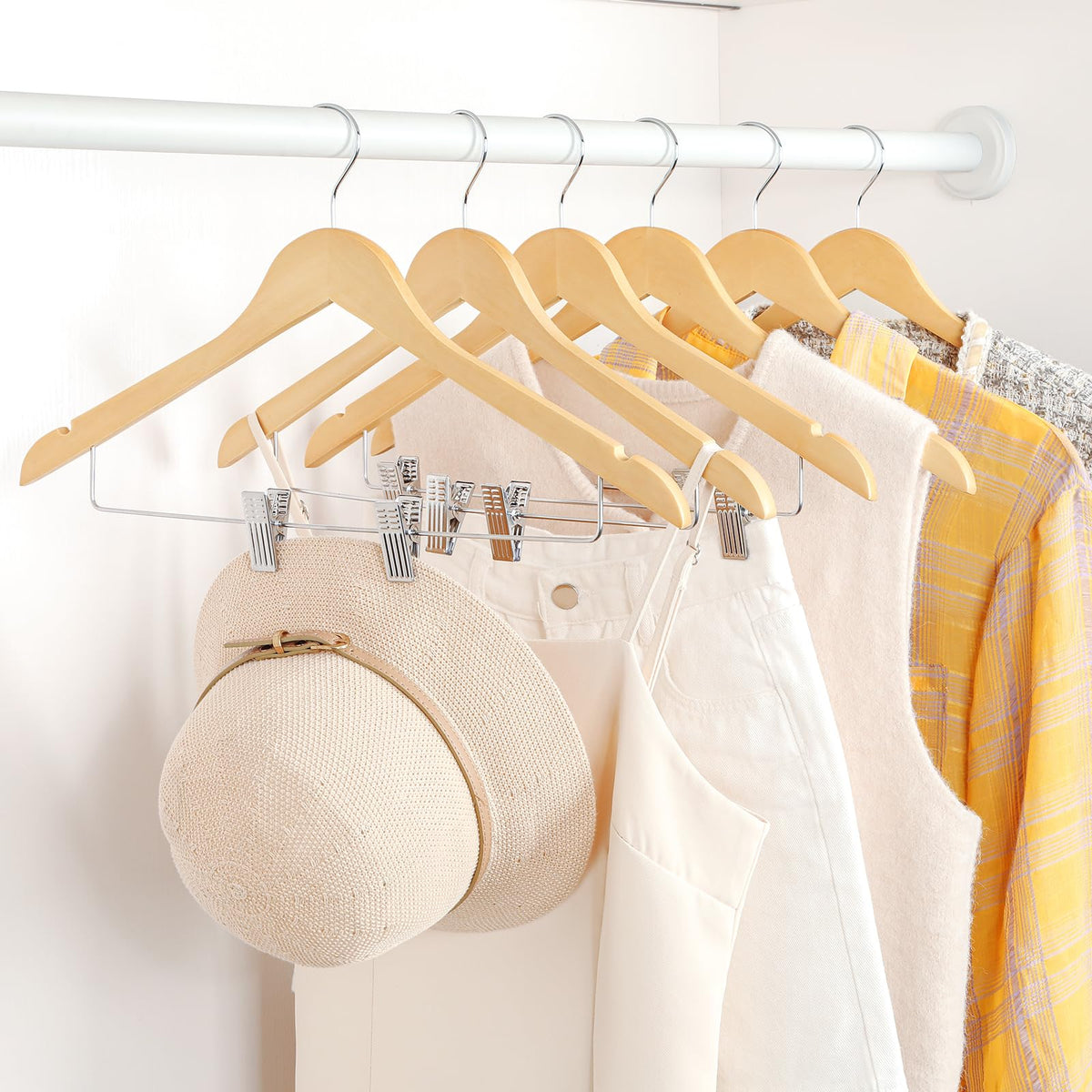 Topia Hanger 2-in-1 design helps pair outfits on one hanger.