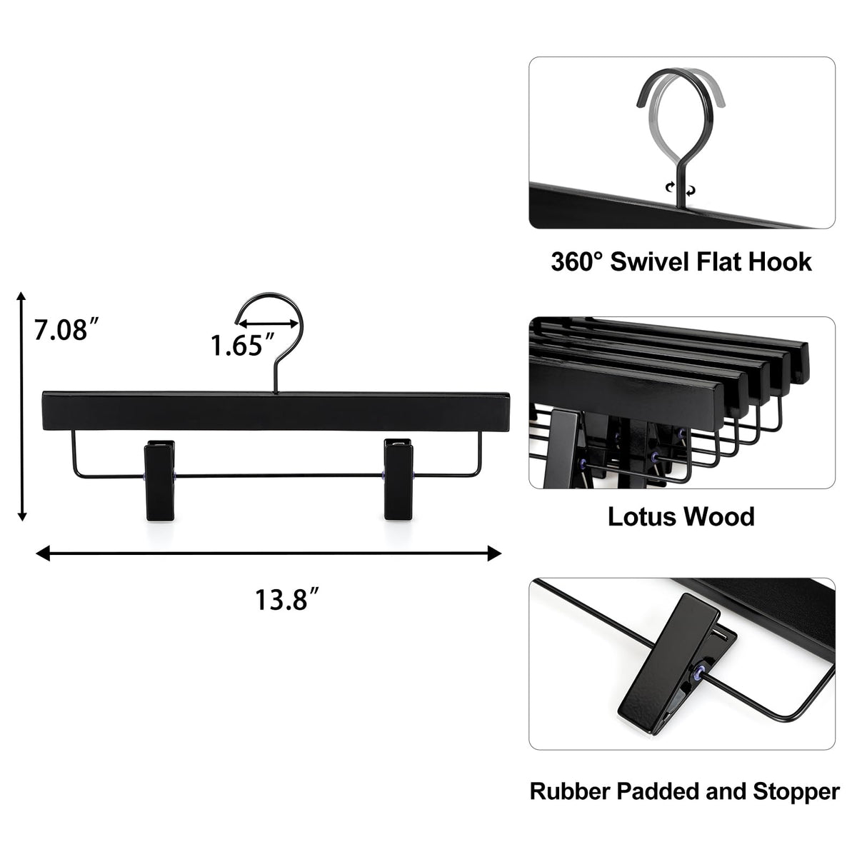 TOPIA HANGER 360-degree rotating flat hook for easy loading from any angle