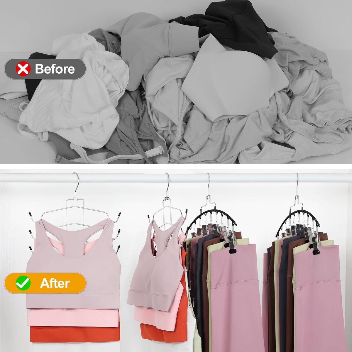 TOPIA HANGER 4-pack leggings hangers with 20 clips organize leggings efficiently