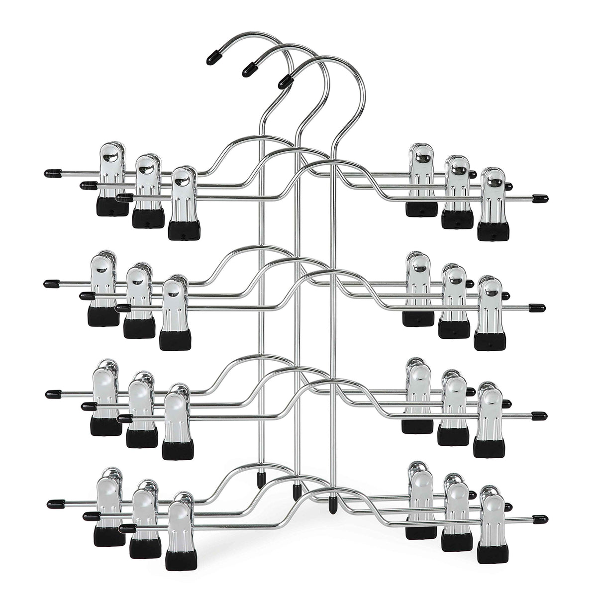 TOPIA HANGER 4-tier clip close-up showing non-slip grip for skirts and pants