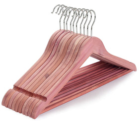 Topia Hanger cedar wood hanger in closet with natural aroma protecting garments
