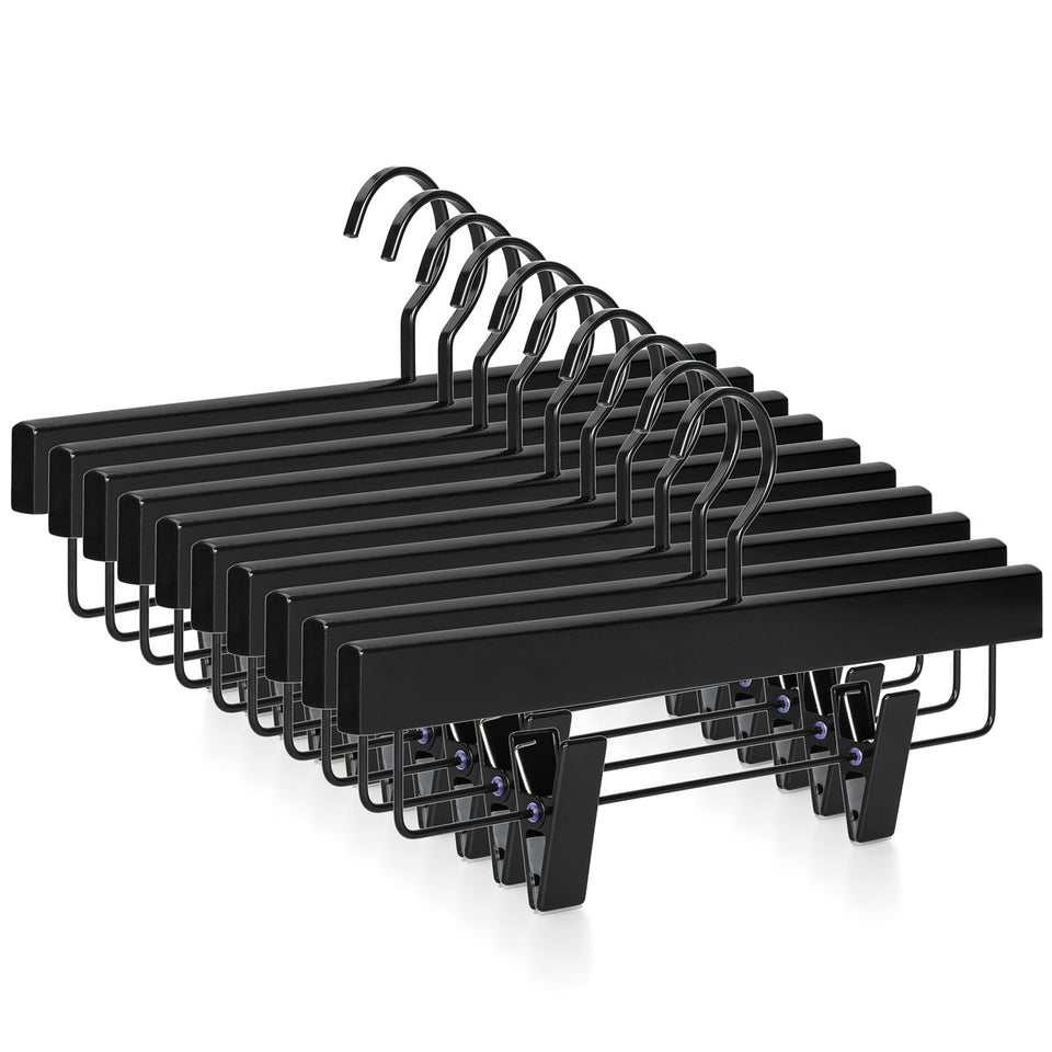 TOPIA HANGER black wood pants hanger with premium finish for durable storage