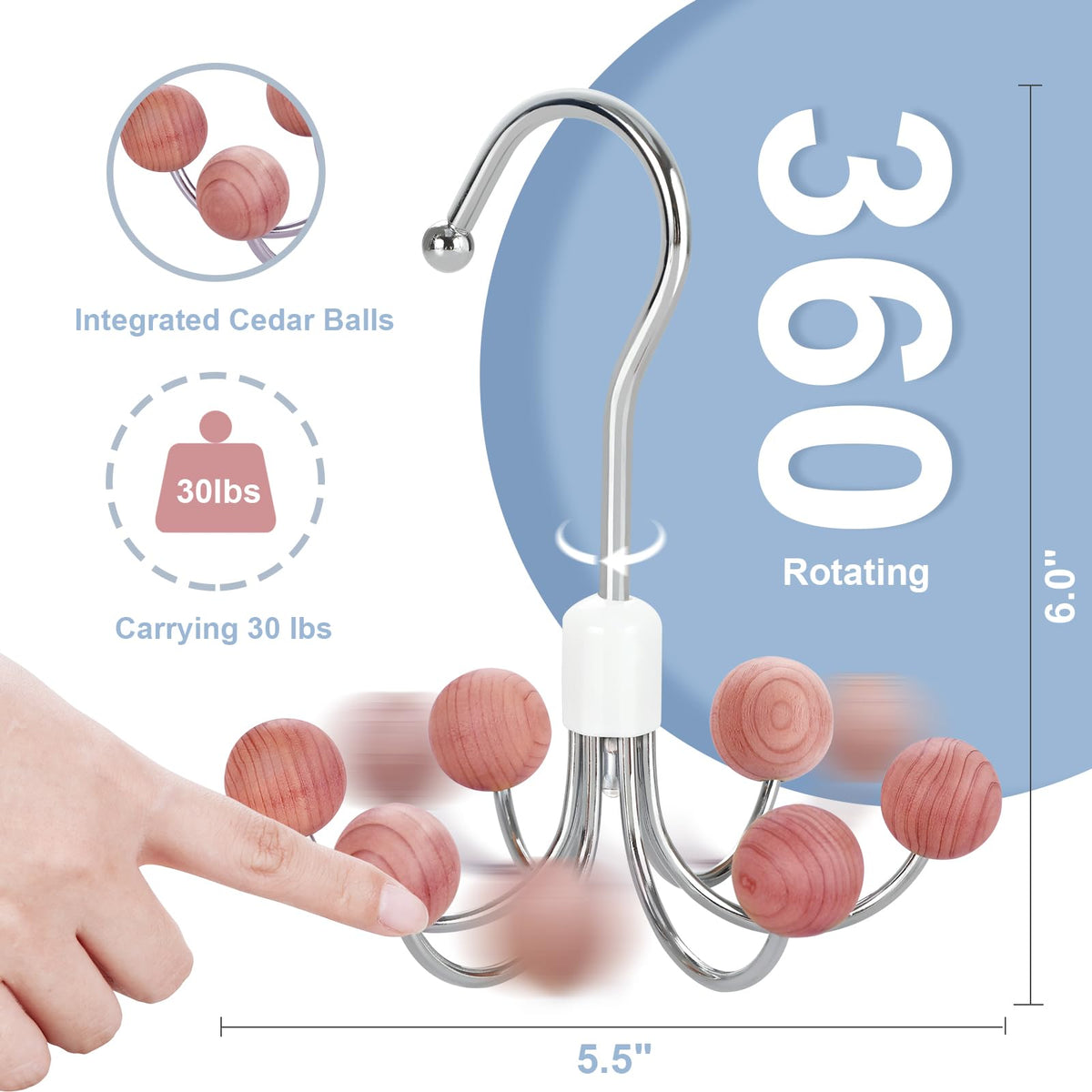 TOPIA HANGER cedar balls visible on hooks refresh wardrobe scent
