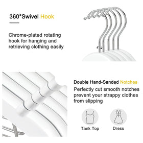 TOPIA HANGER durable coat hangers support heavier garments without warping.