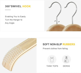 TOPIA HANGER ergonomic shoulder contours keep garments wrinkle-free and well-shaped.