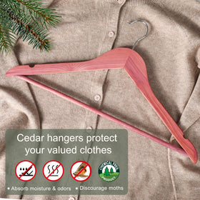 Topia Hanger ergonomic shoulder contours help garments keep their shape